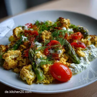 Gem&uuml;seschmarrn mit Kr&auml;uterdip: Luftig gerissen w&uuml;rzig Rezeptkarte