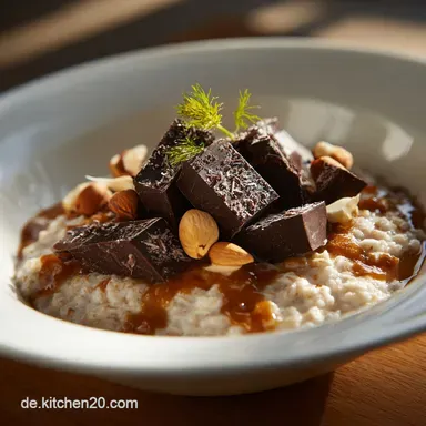 KaffeePorridge mit Schokolade und Erdnuss Luxus Fr&uuml;hst&uuml;ck in 15 Min Rezeptkarte