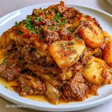 Kartoffelauflauf mit Fleisch Dutch Oven Rezeptkarte
