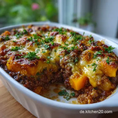 K&uuml;rbisHackAuflauf: Deftig Einfach Das beste Herbst-Rezept Rezeptkarte