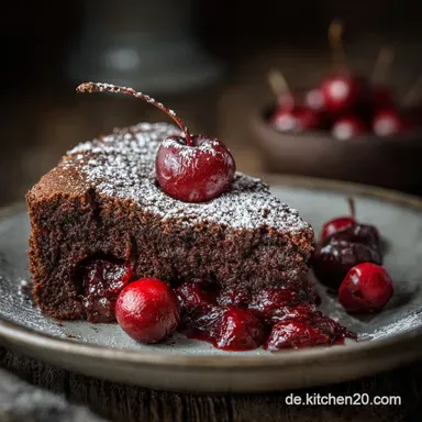 Low Carb SchokoKirschkuchen Saftig glutenfrei ohne Zucker backen Rezeptkarte