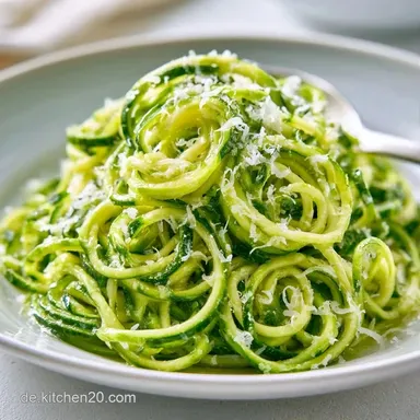 Zucchini-Spaghetti f&uuml;r 4 Portionen Rezeptkarte