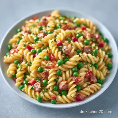 Nudelsalat mit Erbsen in 25 Minuten Rezeptkarte