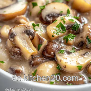 Omas Champignon Rahm So&szlig;e: Einfach & Unwiderstehlich Lecker! Rezeptkarte