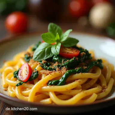 Nudelauflauf mit Waldpilzen Spinat Rigatoni Cremig Herzhaft mit Bergk&auml;seKruste Rezeptkarte
