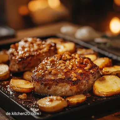 Herzhafter Hackbraten mit Ofenkartoffeln Omas Rezept ganz einfach Rezeptkarte