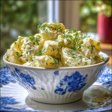 Omas Kartoffelsalat Rezept f&uuml;r 4 Portionen Rezeptkarte