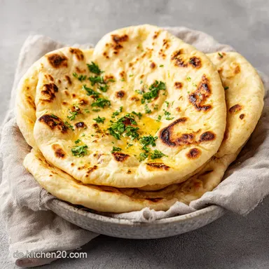 Original Naan Rezept in einer Pfanne: Fluffig f&uuml;r 8 Portionen Rezeptkarte