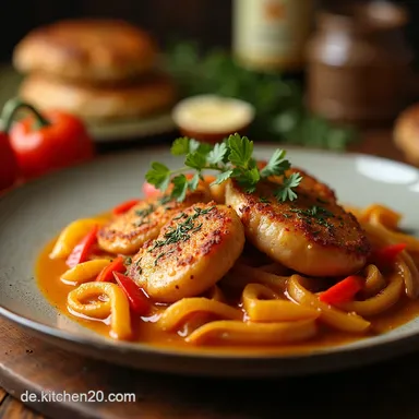 Cremiges Paprika Sahne Hhnchen fr Mein 45Minuten FeierabendKlassiker Rezeptkarte