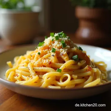 Protein Nudeln mit H&uuml;ttenk&auml;se Cremig Blitzschnell 25 Min Rezeptkarte