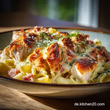 RanchH&auml;hnchen Makkaroni mit K&auml;se S&auml;miger Auflauf mit Kr&auml;uterKick Rezeptkarte
