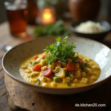 Cremiges RosenkohlCurry mit Spinat M&ouml;hren Lauch Gesundes Winteressen Rezeptkarte