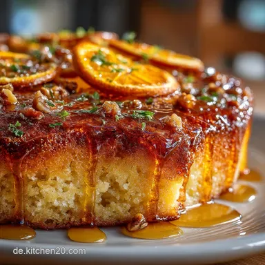 Russische OrangenWalnussTeekuchen Saftiger Rührkuchen mit SirupGlasur Rezeptkarte