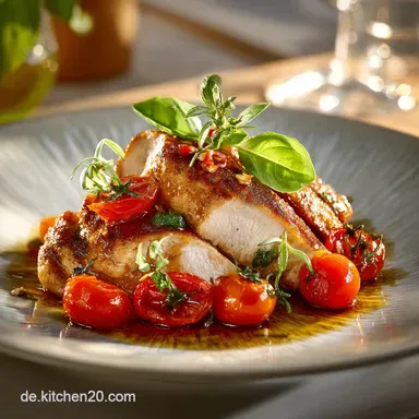 Saftige H&auml;hnchenbrust mit Basilikum und Knoblauch Perfekt f&uuml;r den Feierabend Rezeptkarte