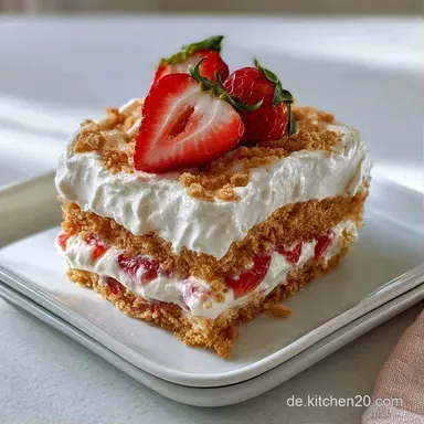 Schnelles Erdbeer Butterkeks Dessert Rezeptkarte