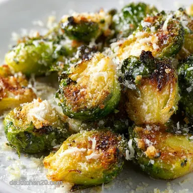 Smashed Rosenkohl mit Parmesan knusprig gebacken: Crispy Baked Rezeptkarte