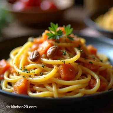 Cremige Spaghetti mit Rosenkohl Das beste Pasta Rezept Rezeptkarte