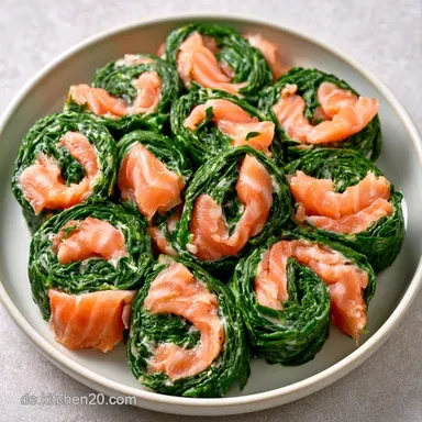 Spinat-Lachs-Rollen f&uuml;r 4 Portionen Rezeptkarte