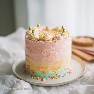 S&uuml;&szlig;er Einhornkuchen f&uuml;r 12 Portionen Rezeptkarte