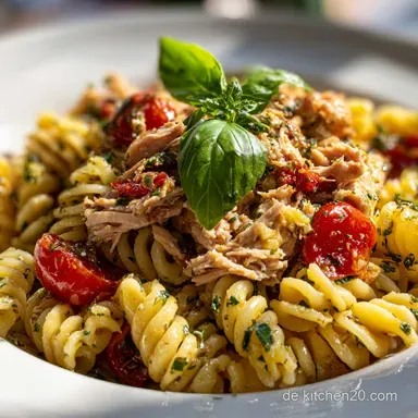 Gericht mit Thunfisch und Nudeln in 20 Min