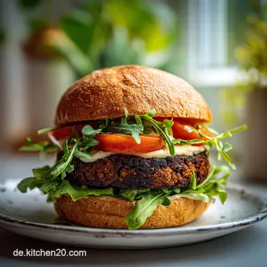 Veganer Schwarzbohnen-Burger f&uuml;r 4 Portionen Rezeptkarte