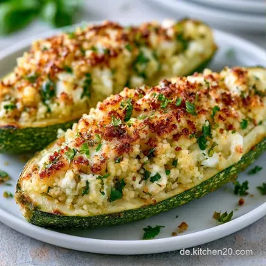 Vegetarische Gef&uuml;llte Zucchini mit Feta Rezeptkarte