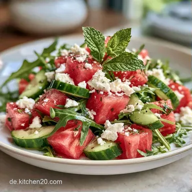Wassermelonen Feta Salat in 20 Minuten Rezeptkarte
