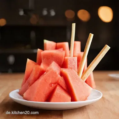 Wassermelonen Sticks Perfekt schneiden und Nie mehr Sauerei Rezeptkarte