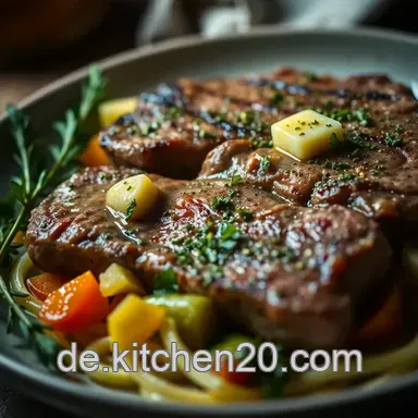 Zartes Kammsteak mit Kr&auml;uterbutter und Ofengem&uuml;se - Ein Genuss Rezeptkarte