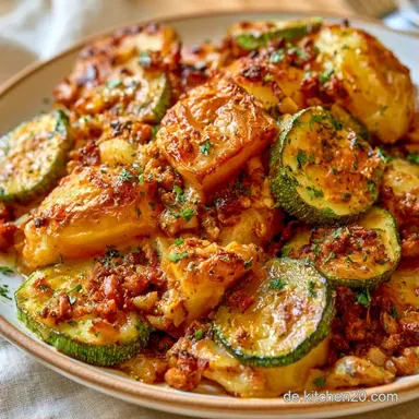 Zucchini Hackfleisch Auflauf mit Kartoffeln Rezeptkarte