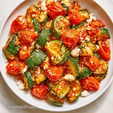 Zucchini-Tomaten-Pfanne mit Feta (30 Min) Rezeptkarte