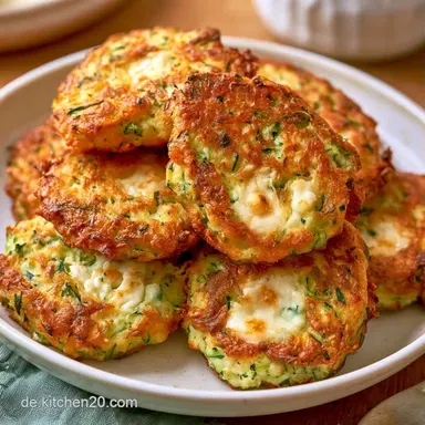 Knusprige Zucchinipuffer mit Feta Rezeptkarte