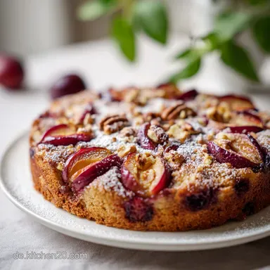 Zwetschgen Nuss Kuchen Blech mit N&uuml;ssen Rezeptkarte