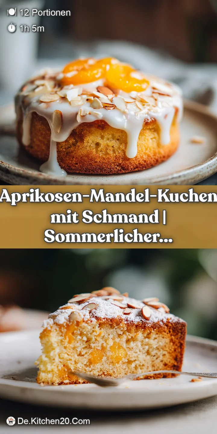 Close-up reveals glistening apricots nestled atop a rustic almond cake, inviting you with its warm, comforting color palette.