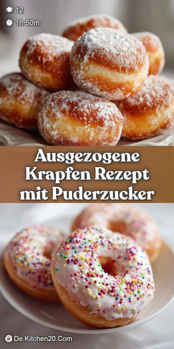 Close-up of an Ausgezogene Krapfen reveals a soft, blistered dough, generously coated in powdery sweetness. Hints of oil s...