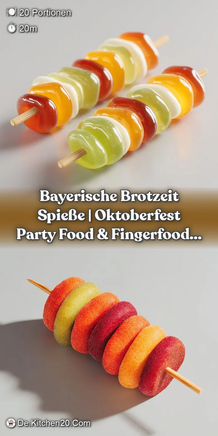 Close-up of a glossy pretzel bite threaded with savory sausage and tangy pickle, showcasing its chewy texture and golden c...