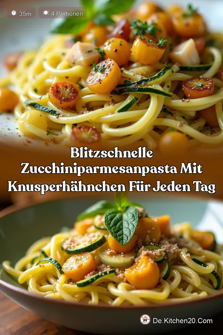 Blitzschnelle ZucchiniParmesanPasta mit KnusperH&auml;hnchen f&uuml;r jeden Tag