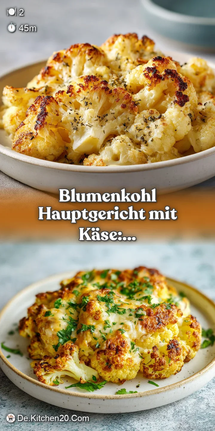 Close-up on a warm, cheesy cauliflower bake, showing the creamy, bubbly texture and hints of herbs and golden browning.