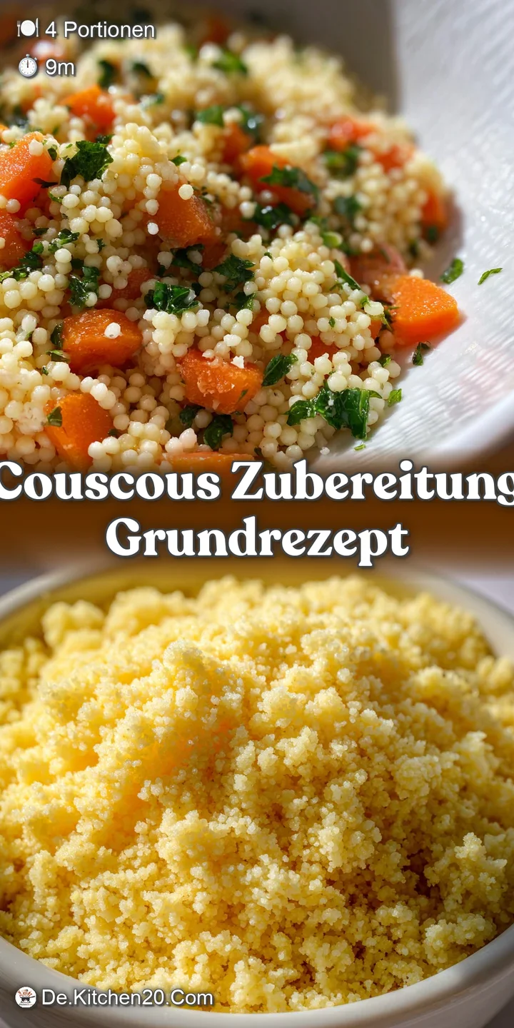 Close-up captures the steamy, aromatic couscous: glistening golden raisins & colorful herbs peeking through the light and ...