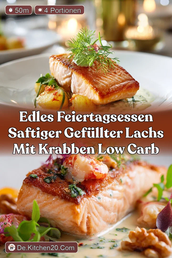 Edles Feiertagsessen Saftiger Gef&uuml;llter Lachs mit Krabben Low Carb