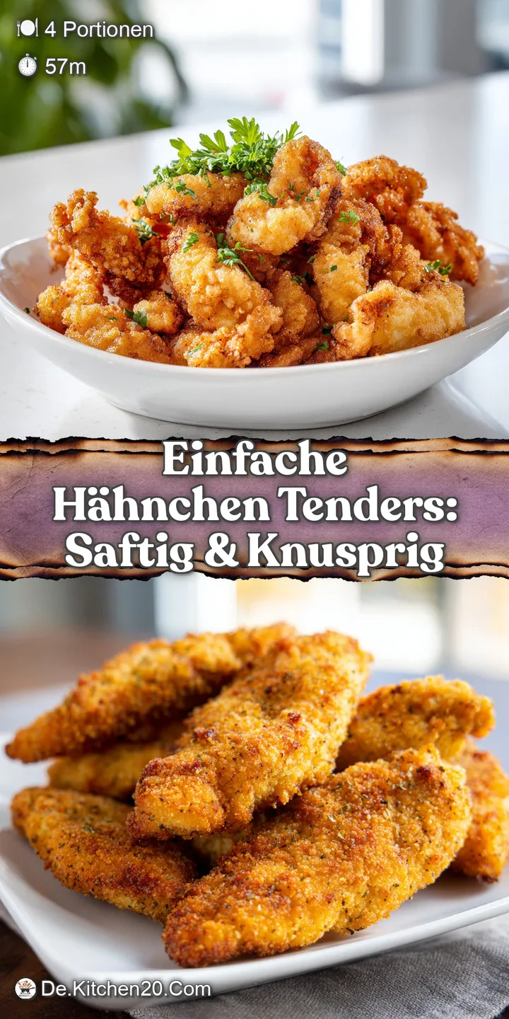 Close-up of juicy, golden-brown chicken tenders with visible crispy breading, inviting and delicious.