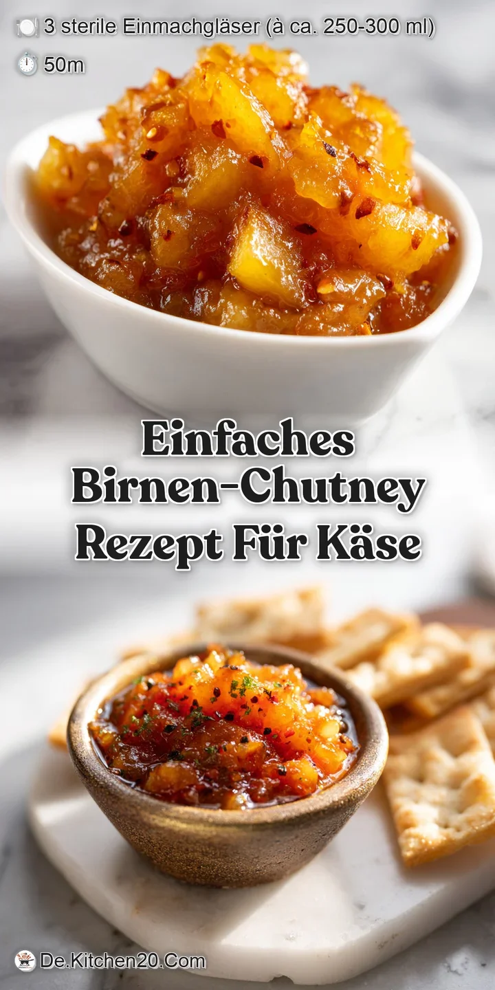 Close-up of glistening pear chutney, showcasing the vibrant blend of fruit pieces and spices, promising a flavorful taste.