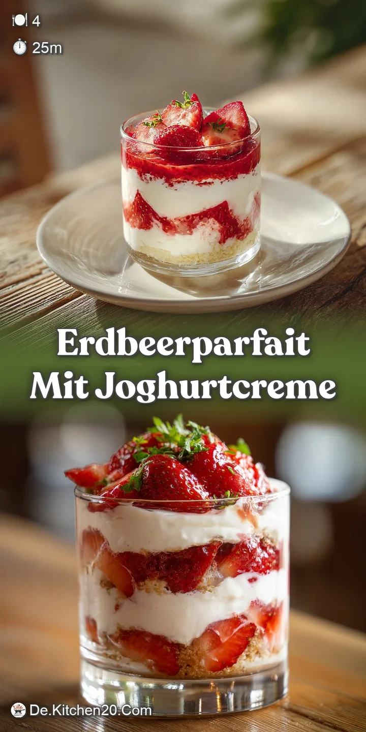 Close-up of a creamy strawberry parfait showing luscious texture and bright colors. A cool, refreshing treat perfect for a...