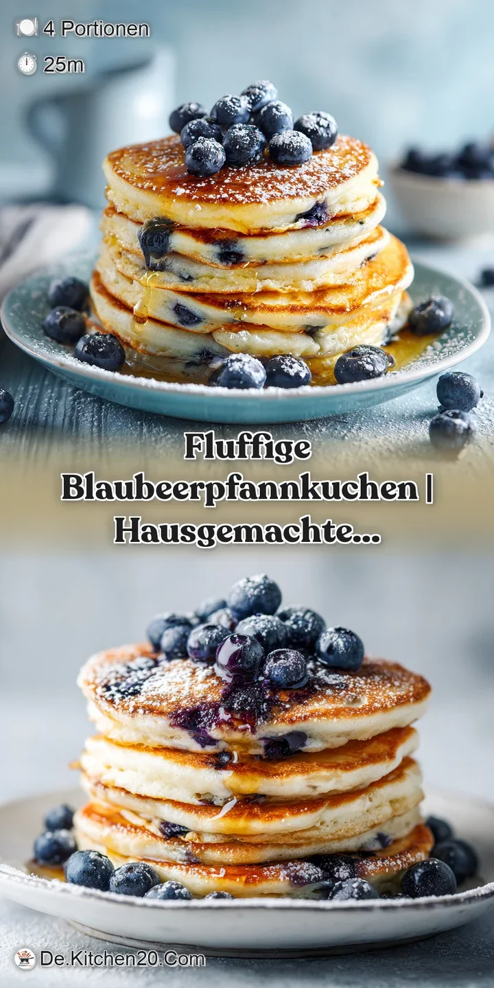 Close-up of plump, juicy blueberries bursting from a tender, golden pancake surface, lightly dusted with sugar.