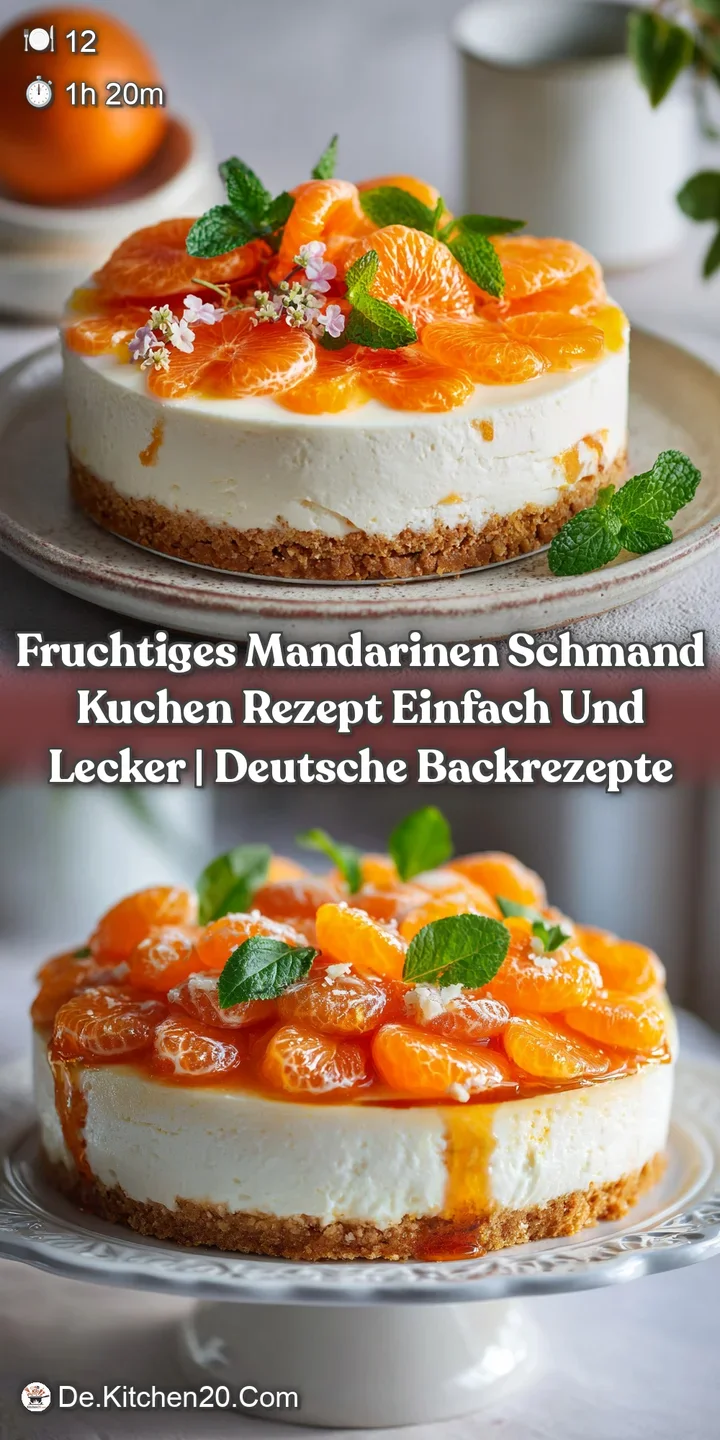 Close-up of mandarin orange segments nestled in a creamy cake filling. Shiny glaze, soft texture. Looks moist, fruity, and...