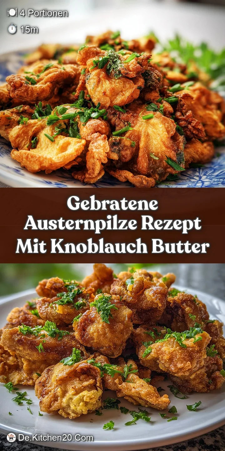 Close-up of plump, buttery oyster mushrooms with crispy edges, showing their rich brown color and delicate, feathery texture.