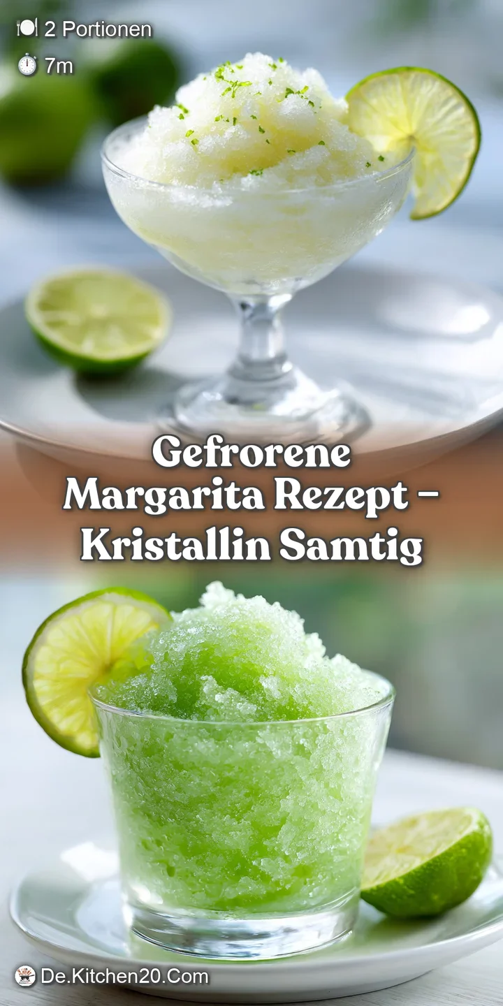 Close-up of a frosty blended margarita; vibrant green hue, coarse salt on the rim, and a plump lime wedge.