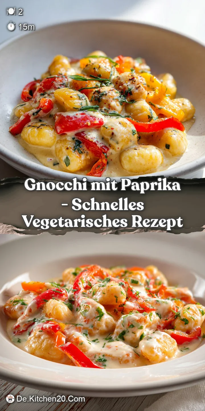 Close-up of tender gnocchi coated in a glossy, paprika-infused cream sauce, with steam gently rising.