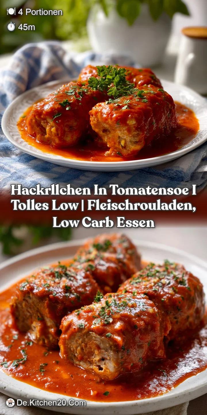 Hackrllchen in Tomatensoe I Tolles Low | Fleischrouladen Low Carb Essen