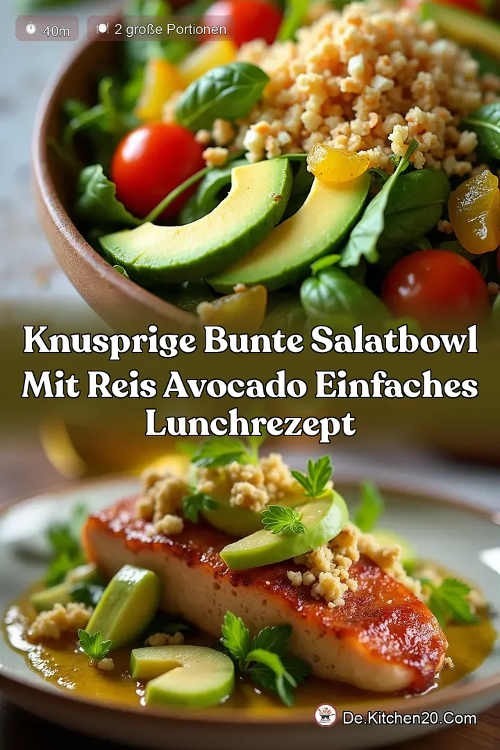 Knusprige Bunte SalatBowl mit Reis Avocado Einfaches LunchRezept